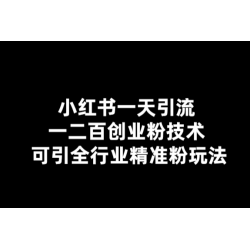 小红书一天引流一二百创业粉技术 可引全行业精准粉玩法