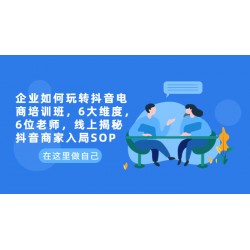 企业如何玩转抖音电商培训班：6 大维度，6 位老师，线上揭秘抖音商家入局 SOP