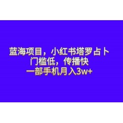 蓝海项目，小红书塔罗占卜：门槛低，传播快，一部手机月入五位数