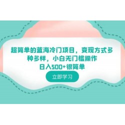 超简单的蓝海冷门项目：变现方式多种多样，小白无门槛操作很简单