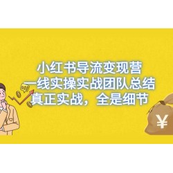 小红书导流变现营，一线实战团队总结，真正实战，全是细节，全平台适用