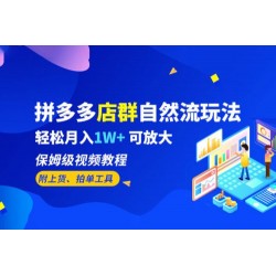 拼多多店群自然流玩法：轻松月入 1W+ 保姆级视频教程（附上货、拍单工具）