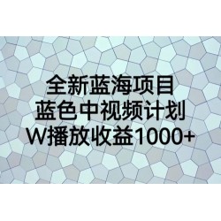 全新蓝海项目，蓝色中视频计划，1W播放量1000+