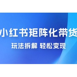 小红书矩阵化带货玩法拆解，保姆级教程，详细拆解这套玩法